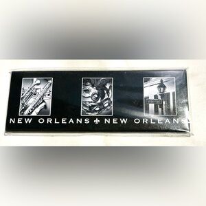 New Orleans NOLA Magnet: 3 Scenes: Jazz, Mardi Gras & Bourbon Street. B&W. NIP